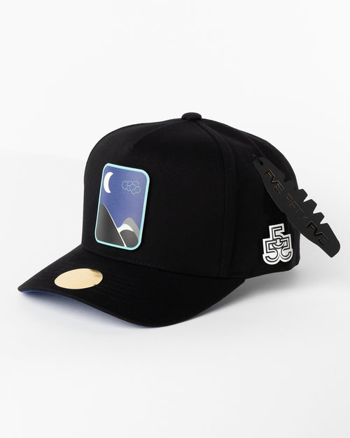 After Dark black FVE FIFTY FVE snapback angled view